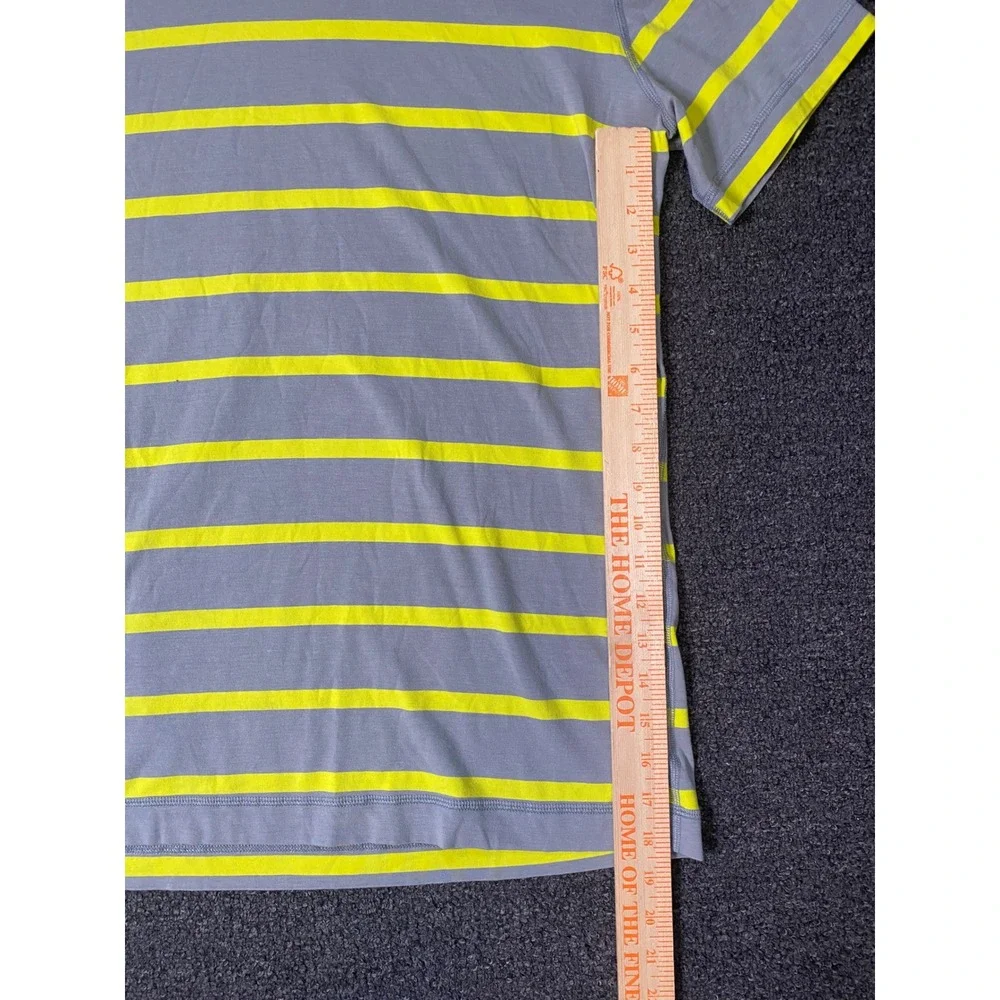 Lululemon 5 Year Basic T-Shirt Gray Neon Yellow Striped Men Large Crewneck Train